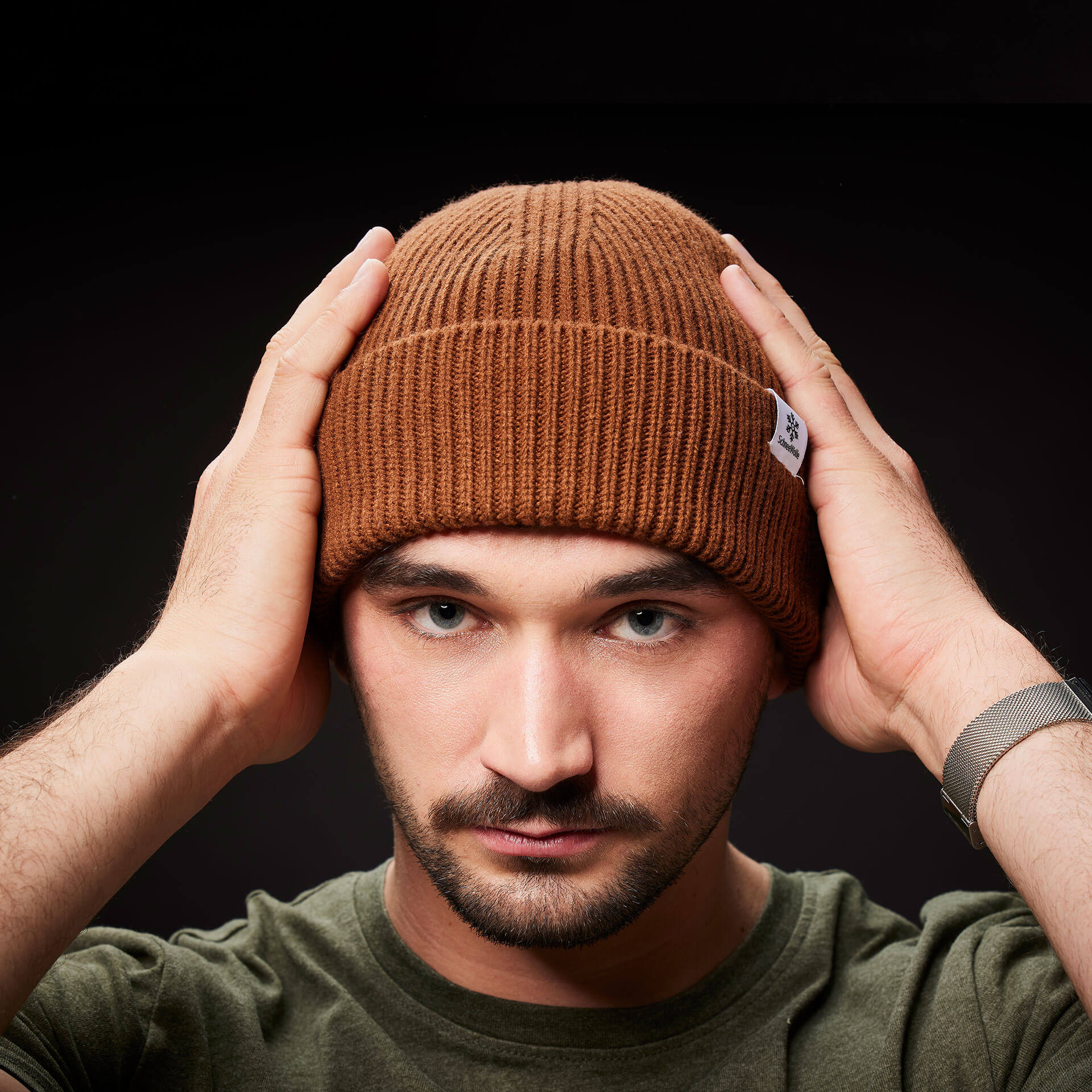Strick Beanie braun