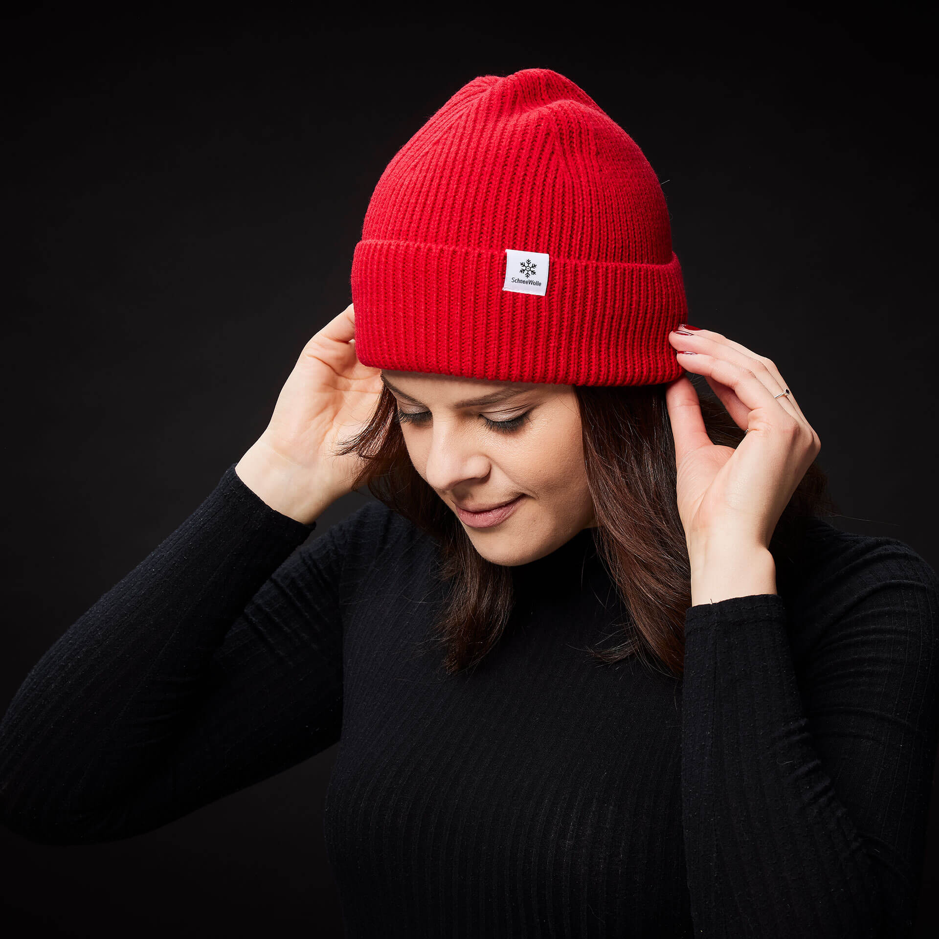 Beanie-rot-dunkel2 Strick Beanie rot