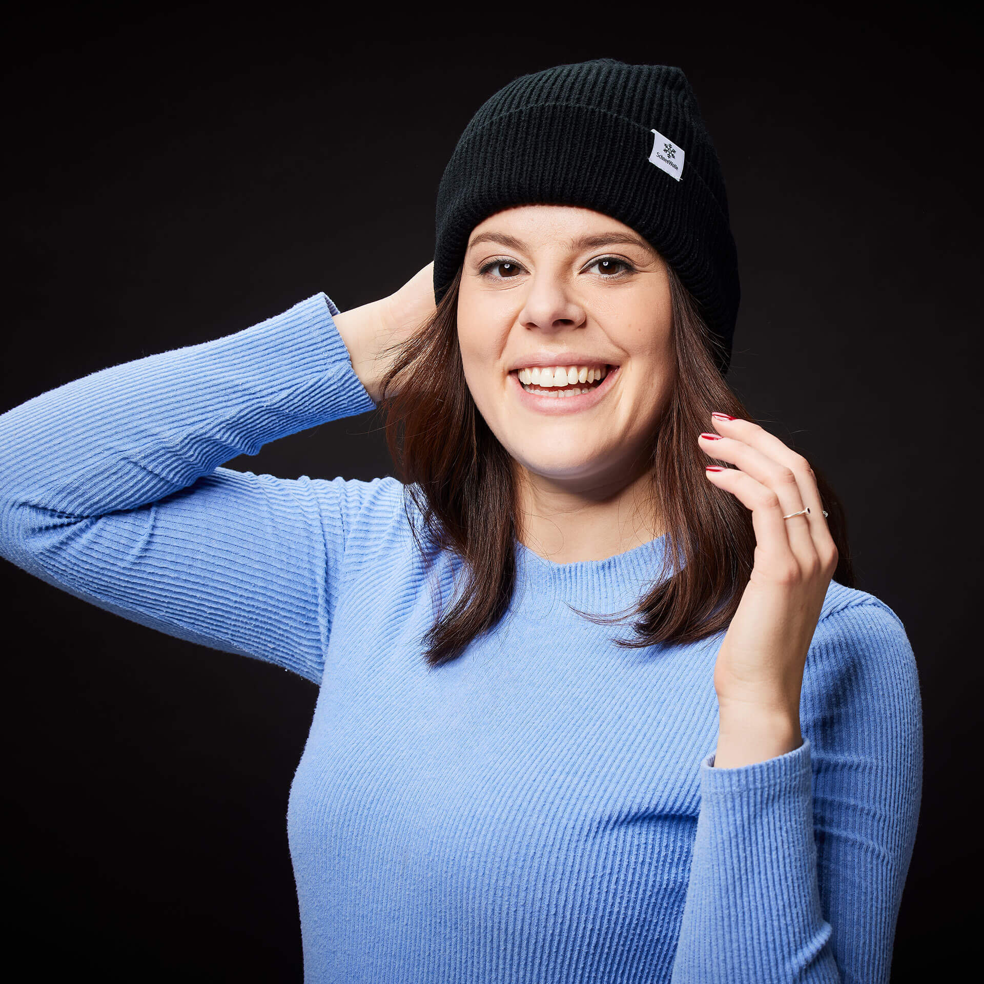 Strick Beanie schwarz