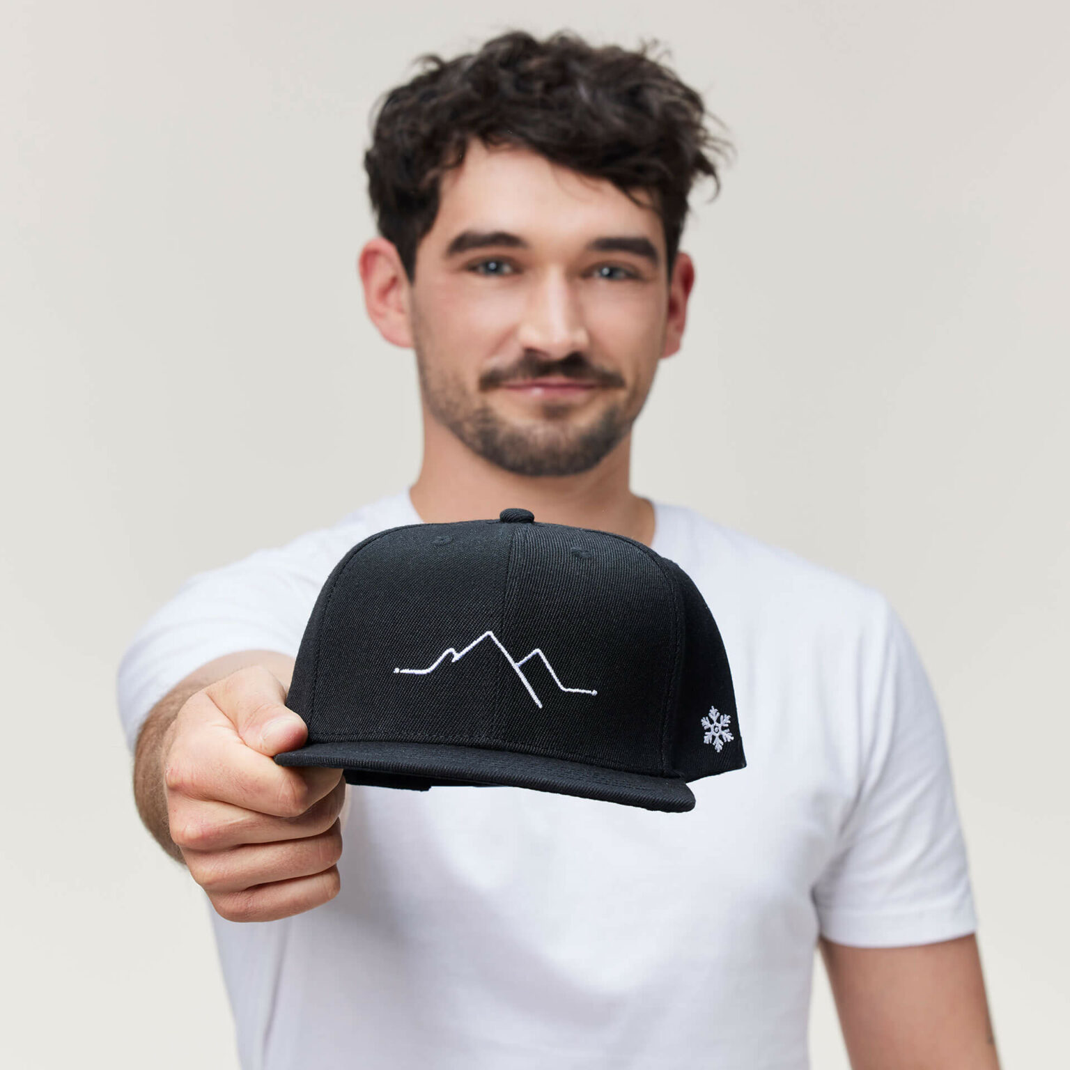 Steinbock Berggipfel Snapback Cap – Verstellbar, 100 % Polyester